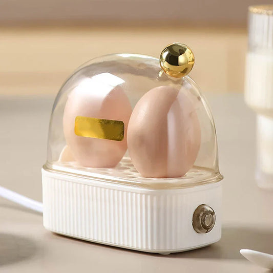 Norvo | 120W 220V Elektrisk Eggkoker & Egg Poacher - Automatisk Mini Frokostmaskin for 2 Egg, Bærbar Damper