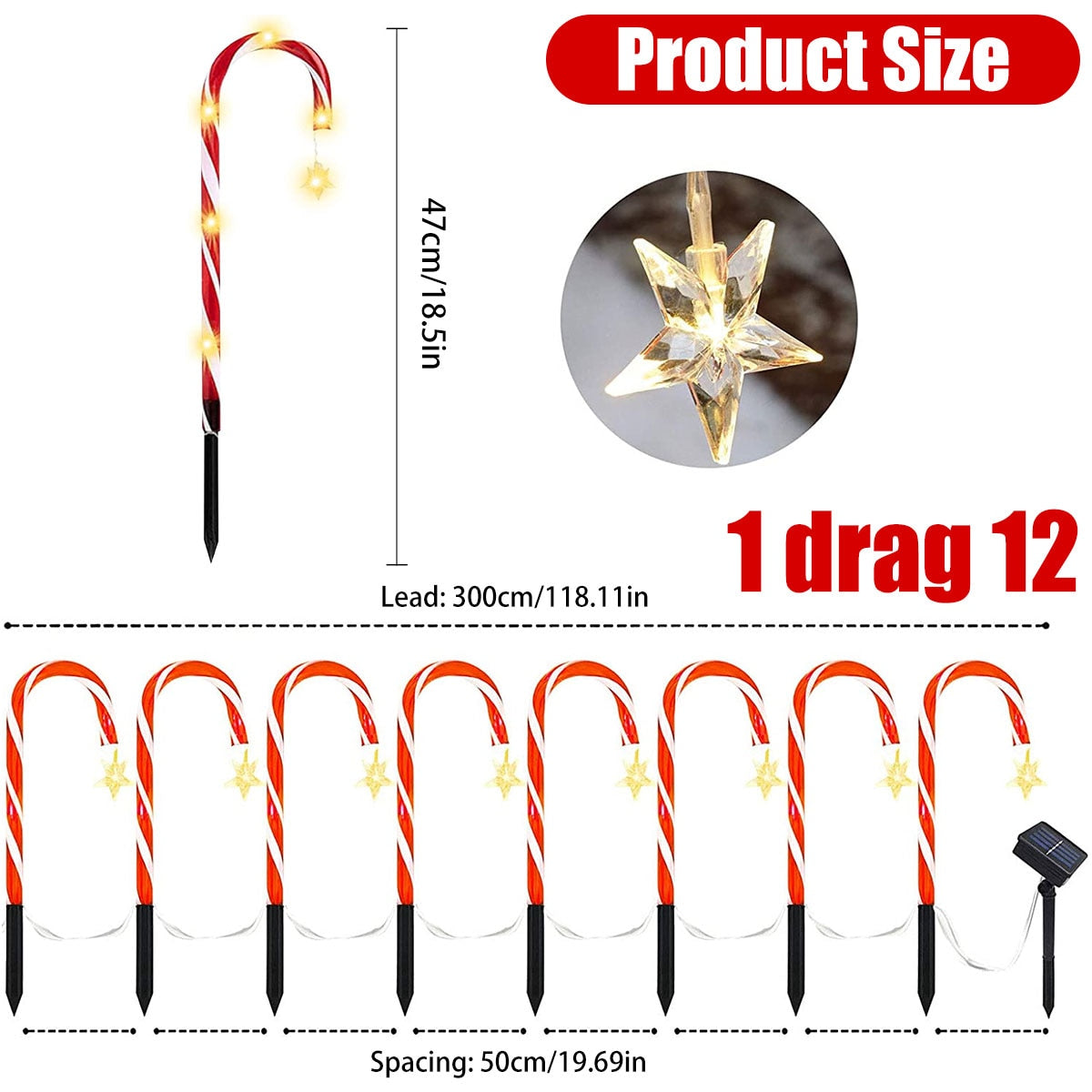 Norvo | Candy Cane Lane LED Solcellelampe