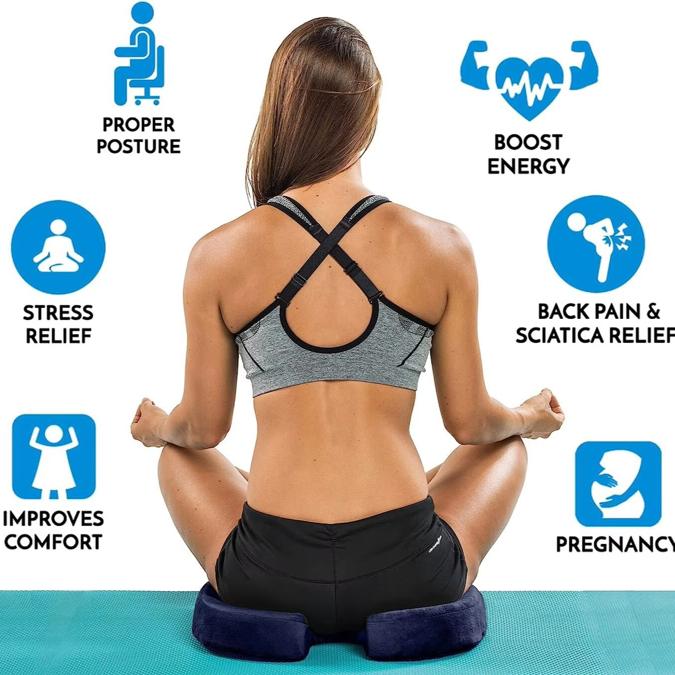 Norvo | Gel Setepute med Minne Skum og Rutsjefri Støtte for Kontor, Bil og Hjem