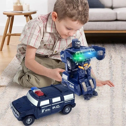 Norvo | Transforming Robot Car | 2-i-1 Politibil & Robotleketøy med Lys og Lyd