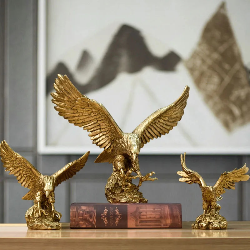 Norvo | Harpiks Gullørn Statue Kunst Dyremodell Samling Ornament Hjem Kontor Skrivebord Feng Shui Dekor Figurer enkel