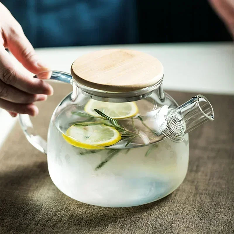 Norvo | 1.8L Gjennomsiktig Borosilikatglass Tekanne – Varmebestandig stor klar tekanne for Puer, Blomsterte, Kontor & Hjem