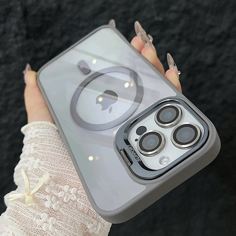 Norvo | Magnetisk Sjokkbestandig Magsafe Mobildeksel Stativ Glass Linsebeskytter Deksel