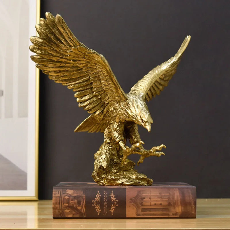 Norvo | Harpiks Gullørn Statue Kunst Dyremodell Samling Ornament Hjem Kontor Skrivebord Feng Shui Dekor Figurer enkel