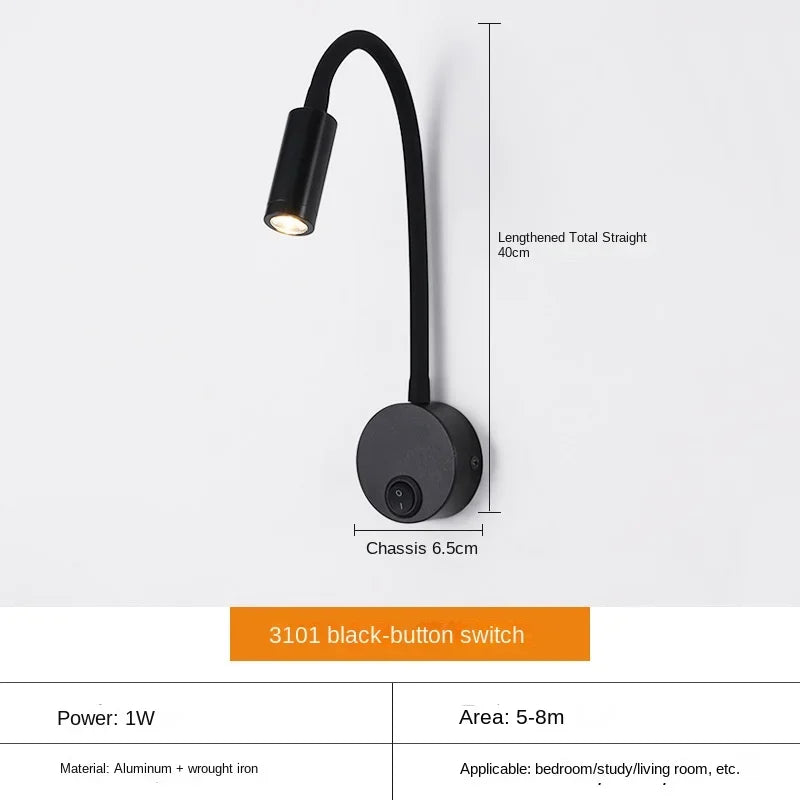 Norvo | Allsidig LED Vegglampe: Moderne, Fleksibel, Perfekt for Lesing i Sengen