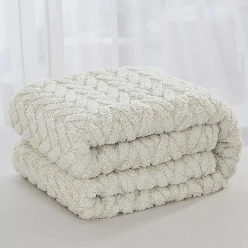 Norvo | Jacquard Fleece Teppe CozyWeave | Enkelt Lag & Dobbeltsidig | Myk Tafu & Shu Bomull Fleece | For Høst & Vinter