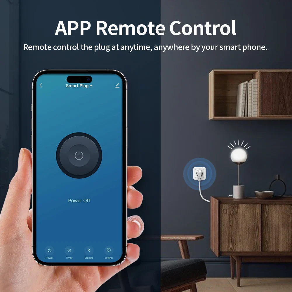 TUYA Zigbee Smarte Stikkontakter 16A & 20A med strømovervåking - Wifi Kontrollert via SmartLife Google Alexa Apper