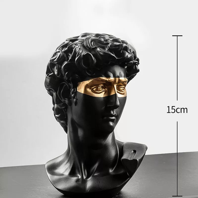 Norvo | Statuer for dekorasjon, 15 cm, David, kaffebord, hjemmedekorasjon, ornamente, byste av et rom laget av gips, hvit harpiks, dekorativ kunstskulptur