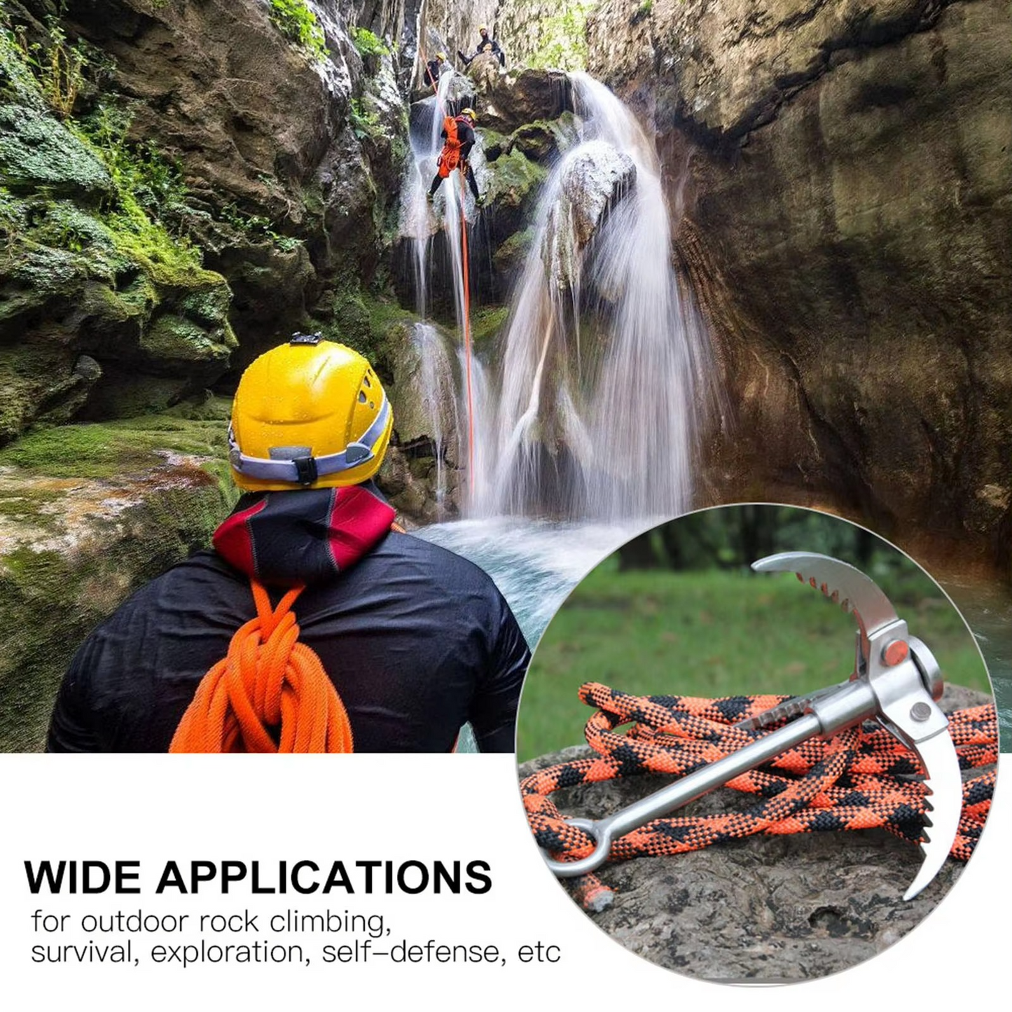 Norvo | Rustfritt Stål Kompakt Sammenleggbart Grappling Hook & Klatreklau