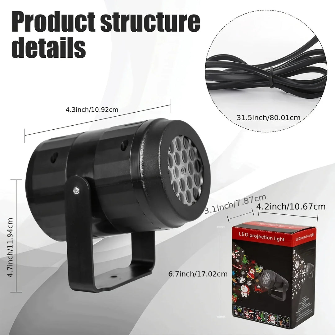 Norvo | LED Jule Projektor SnowMotion | 16 Roterende Mønstre | Innendørs & Utendørs | Julebelysning for Hjem, Hage & Fest