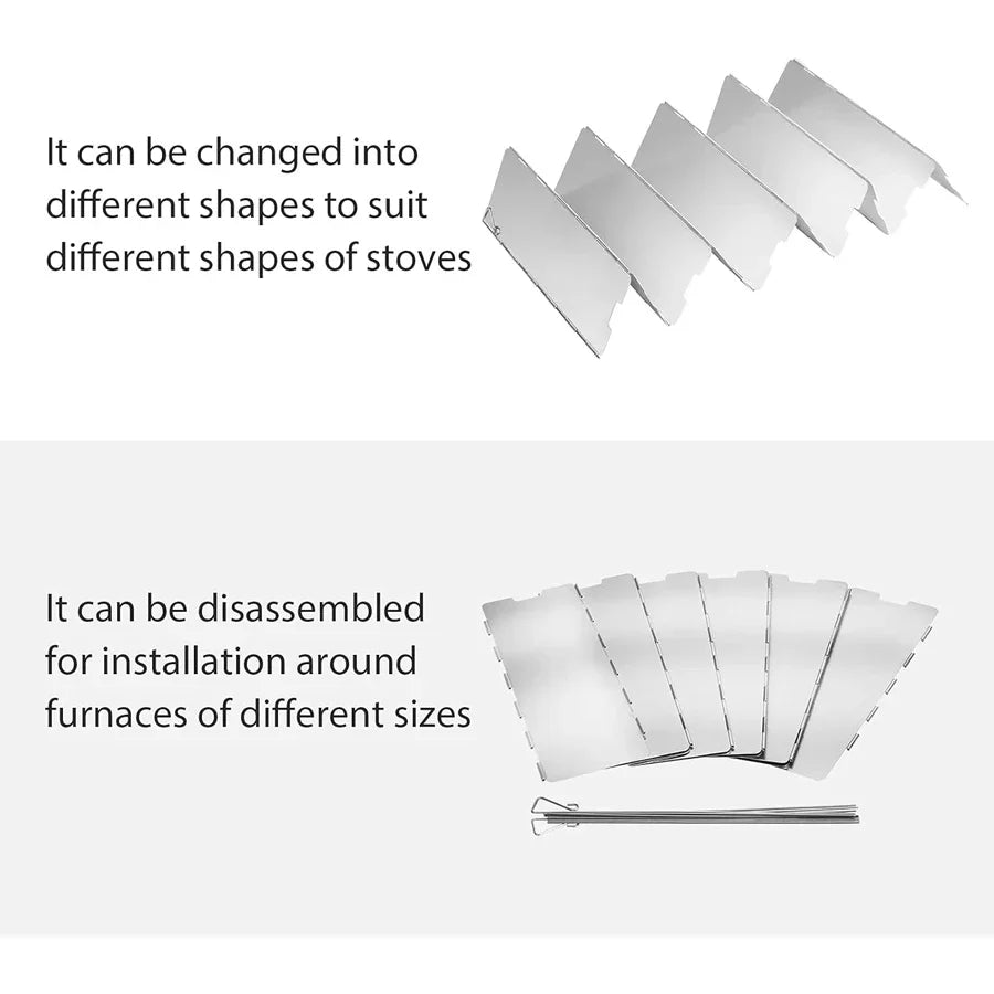 Norvo | WindShieldX Camping Vindskjerm | Sammenleggbar & Ultralett | Rustfritt Stål | For Gassbrennere & Utendørsbrennere