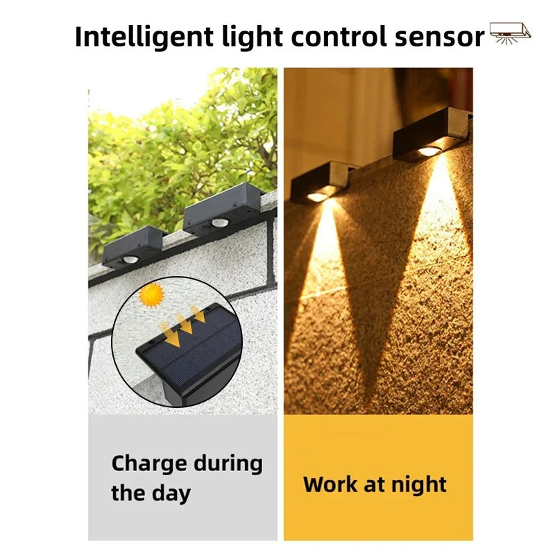 Norvo | Lumora LED Solcelle Vegglampe Utendørs | 3 Lysmoduser | IP65 Vanntett | Hage, Balkong & Heggbelysning Uten Ledninger