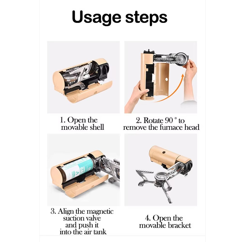 Norvo | Bærbar Sammenleggbar Camping Gasskomfyr for Utendørs Matlaging og Reise