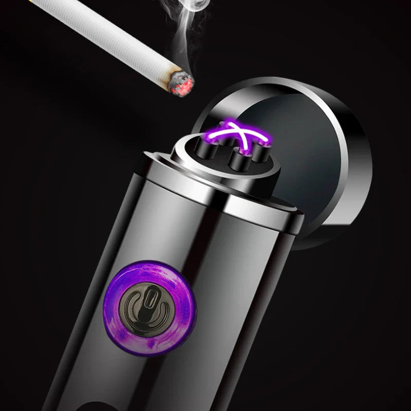 Norvo | Voltrino Sylinder USB lighter | Dobbelt bue teknologi | Oppladbar & vindproof | Edelmetall hus for menn