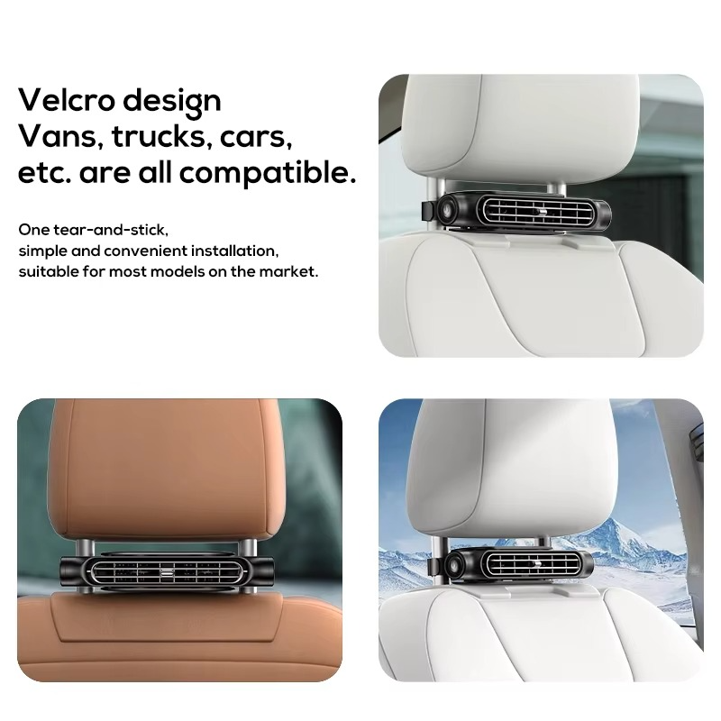 Norvo | Bil nakkestøtte kjølevifte – 3-hastighets justerbar baksete luftsirculator