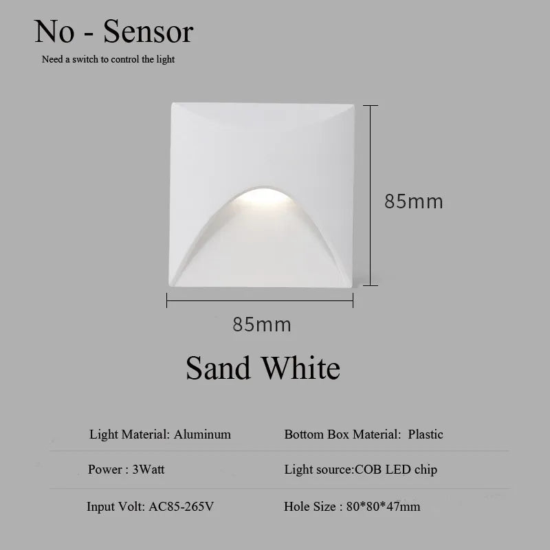 Norvo | Moderne vanntett IP65 LED innfelt vegglampe for utendørs belysning - 3W innebygd trinn- og trapp-balkongportal lys