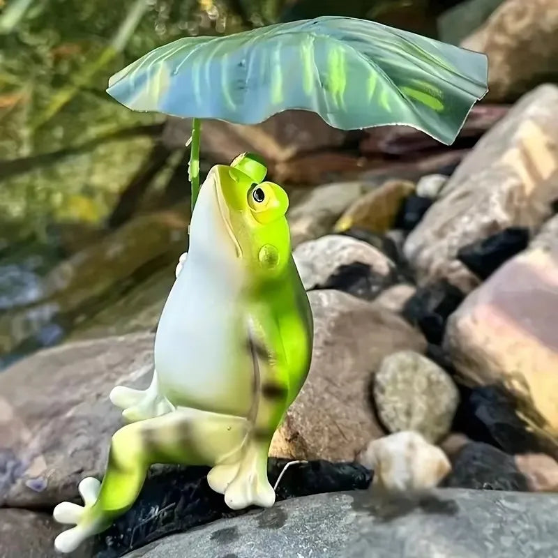 Norvo | Frosk på lotusblad figur for akvarium hagedekorasjon og balkongdekorasjon
