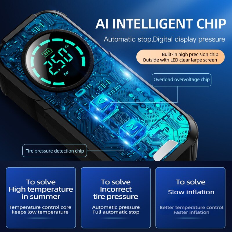 Norvo | CarBoost Smart Digital Dekk Luftkompressor