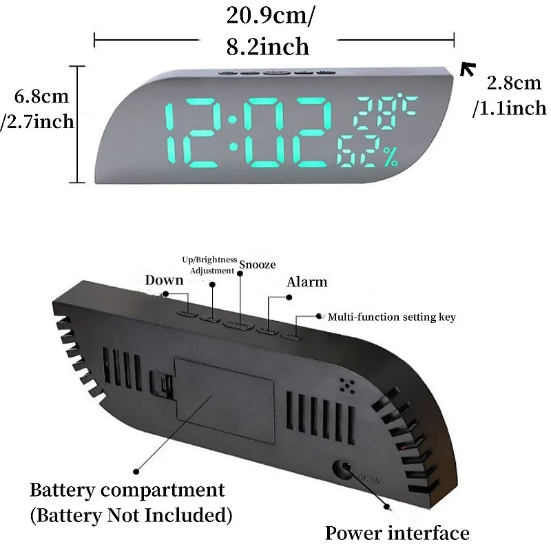 Norvo | LED Digital Vekkerklokke med Dobbelt Skjerm & Ubegrenset Snooze