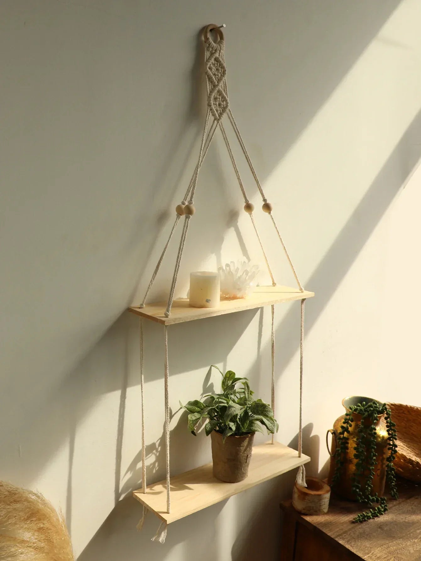 Norvo | Vegghylle – Tre – Hengehyller – Boho hjemmeinnredning – Romdekorasjon