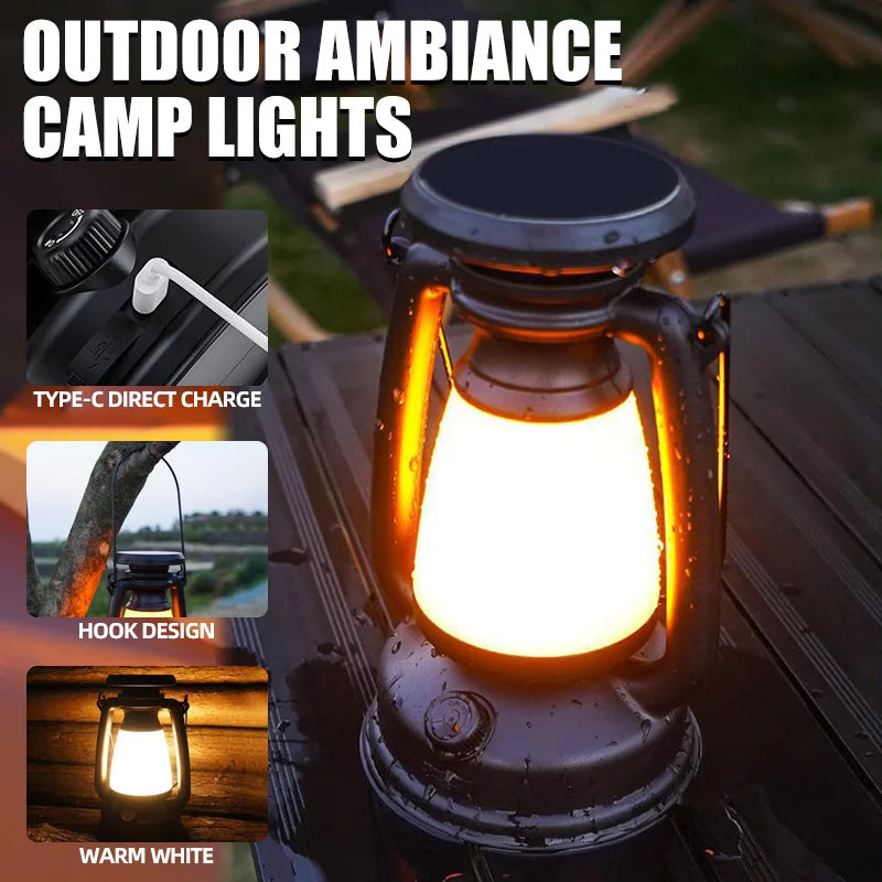 Norvo | Nostalux Retro Lantern | LED Bordlampe med Fjernkontroll | Oppladbar & Dekorativ | For Hjem, Camping & Bar