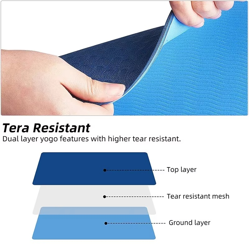 Norvo | TPE Yogamatte Antiskli Dobbel Lag Trenings- og Pilatesmatte med Bæreveske