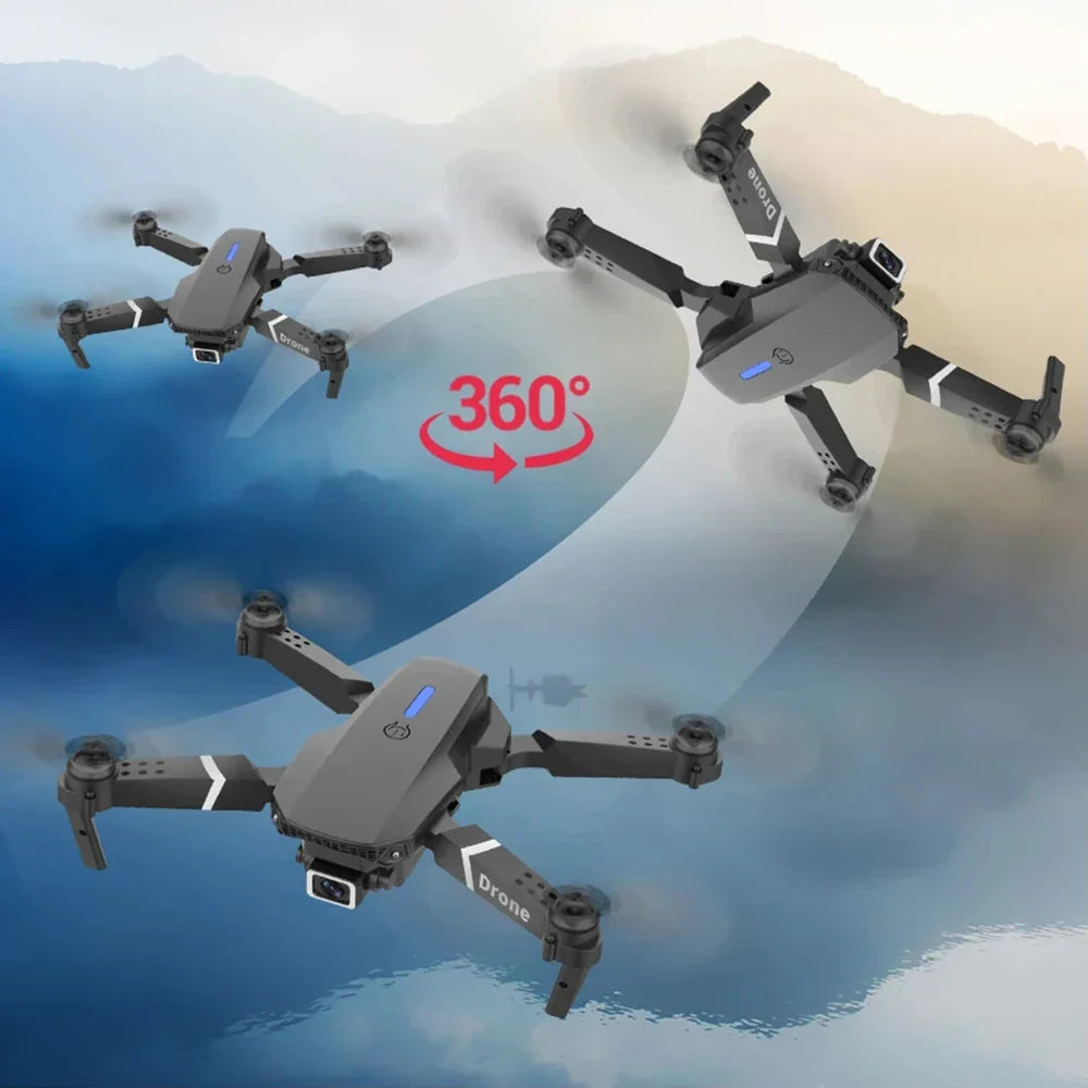 Norvo | E88 Sammenleggbar RC Drone – 4K Vidvinkel HD Kamera 1080P WiFi FPV Høydehold Quadrotor Helikopter