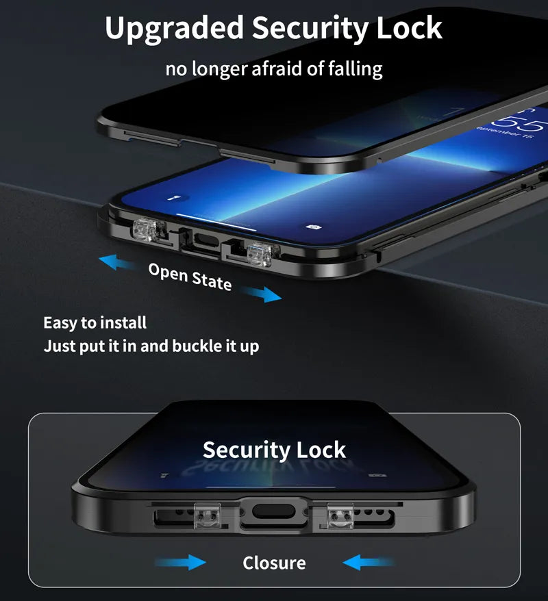 Norvo | Dobbeltsidig magnetisk glass anti-titt mobildeksel
