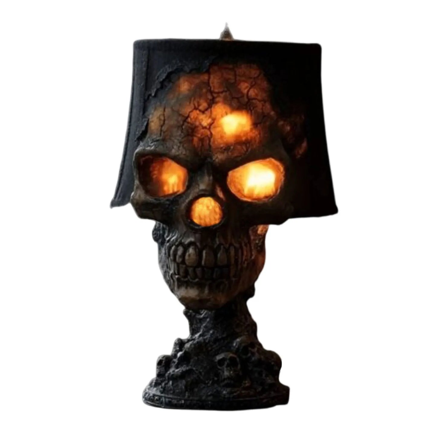 Norvo | Gothisk Bordlampe SkullFire | Halloween Hodeskalle Dekor | LED Ambient Lys | 20 x 11 x 11 cm