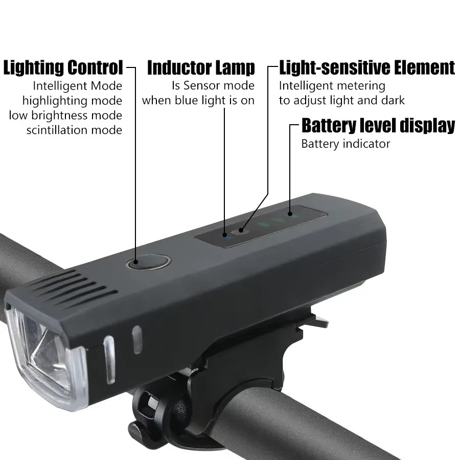 Norvo | USB Oppladbart Sykkel Front- og Baklys Sett med LED Hodelykt for Nattsykling