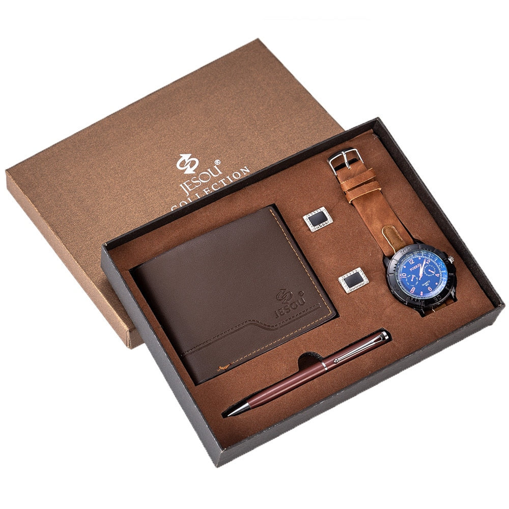 Norvo | 4Pcs Luksus Menn Business Klokke Gave Sett