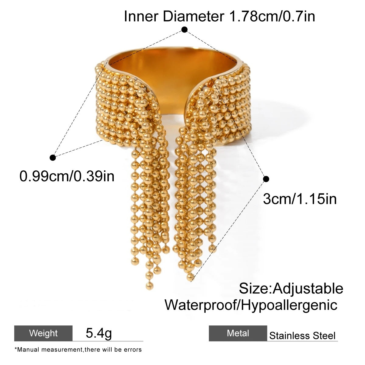 Norvo | 18K Gull Tussel Statement Justerbar Ring