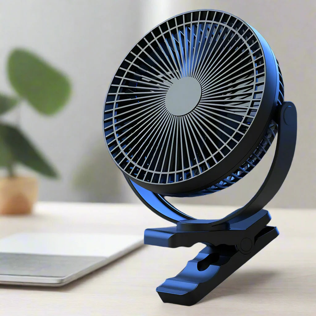 Frendorf | Bærbar USB-oppladbar vifte med 10000mAh batteri og klips – Zephyr