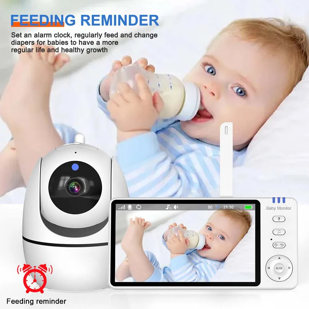 Norvo | 5-tommers HD video baby monitor med kamera, PTZ zoom og nattsyn