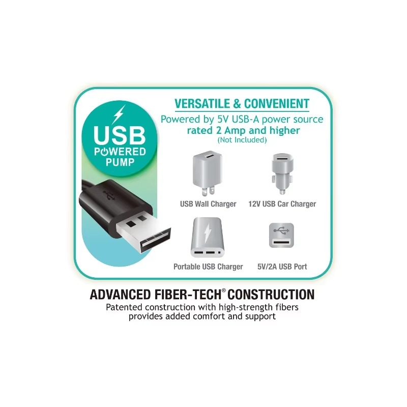 Norvo | 12" Queen Luftmadrass med USB-pumpe og Fiber-Tech-støtte