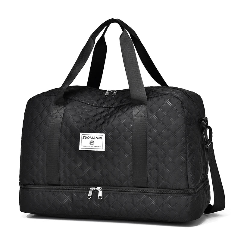 Norvo | Raumio TravelFlex Lettvekts Reisebag med Diamantmønster | Stor Sports- og Helgetaske med Skoavdeling og Fuktavdeling | Kabinbagasje Egnet og Sammenleggbar