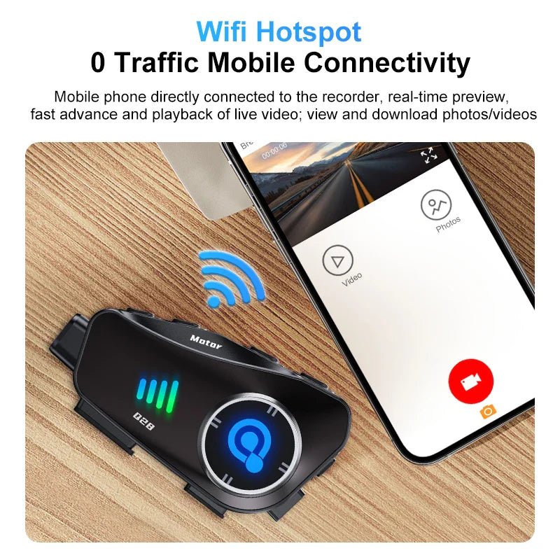 Norvo | Bluetooth Motorsykkelhjelm Kamera 1080P HD Vanntett – ApexRide