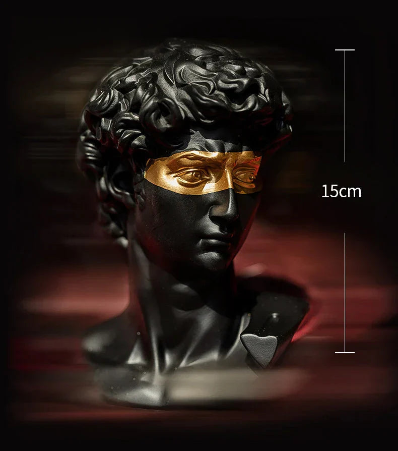 Norvo | Statuer for dekorasjon, 15 cm, David, kaffebord, hjemmedekorasjon, ornamente, byste av et rom laget av gips, hvit harpiks, dekorativ kunstskulptur
