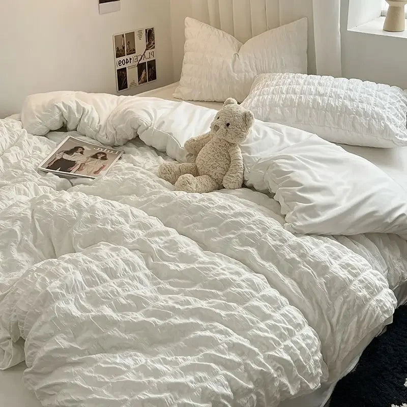 Norvo | ChicParis | Seersucker Sengetøy Sett – Lett, Myk & Elegant Fransk-Stil Dynevarersetting