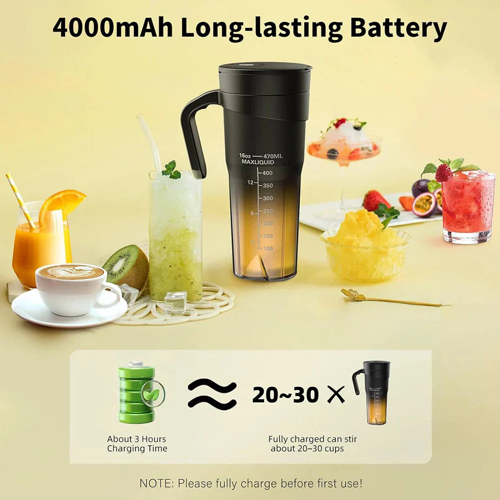 Norvo | Bærbar Juicer - Oppladbar Mini Mikser med 6 Skarpe Blader for Milkshake og Smoothies