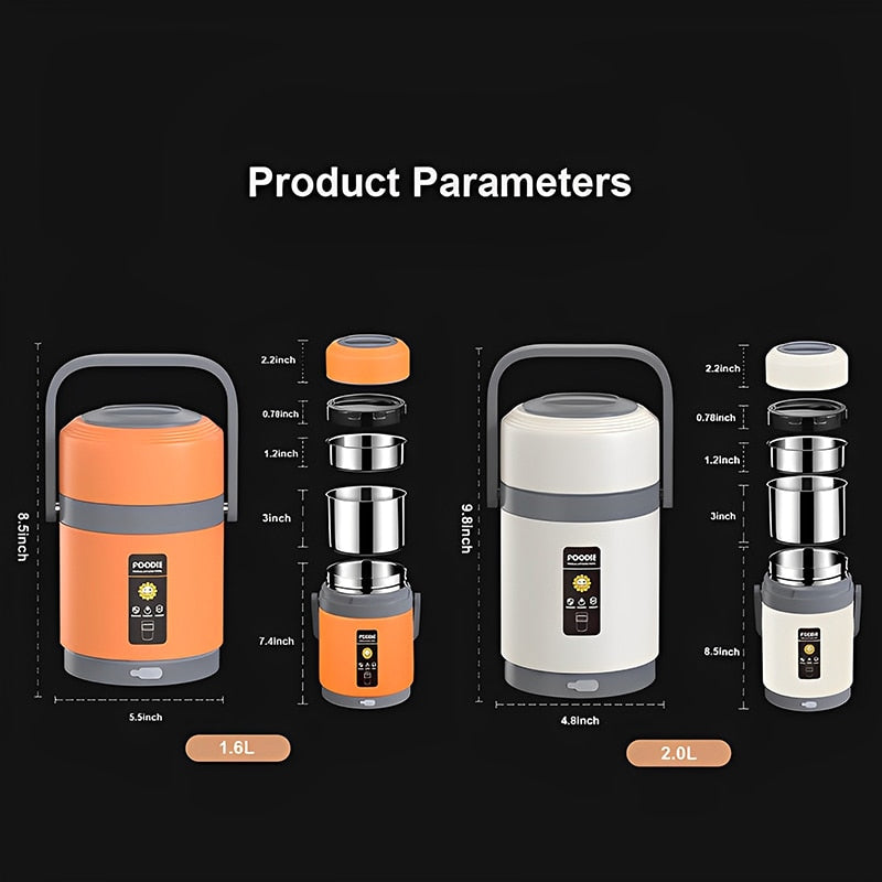 Norvo | USB Oppvarmet Rustfritt Stål Matvarmer Lunsjboks