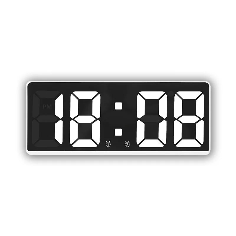 Norvo | Akryl/Speil Digital Vekkerklokke - Talekontroll, batteridrevet bordklokke med slumrefunksjon & nattmodus - 12/24H LED Elektroniske Klokker