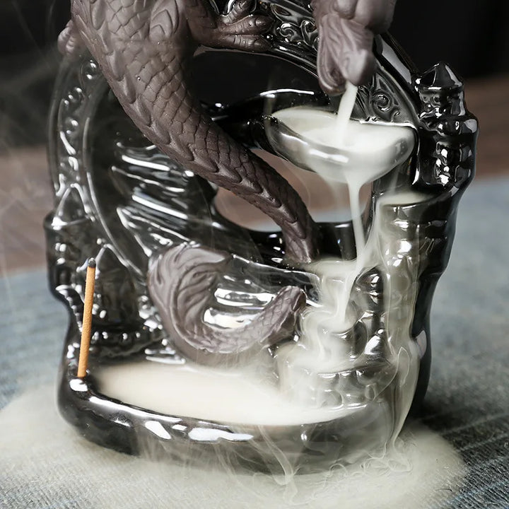 Norvo | Dracarys Keramisk Røkelsesholder | Backflow Design med Drage | Vintage Dekor | For Meditasjon & Aromaterapi