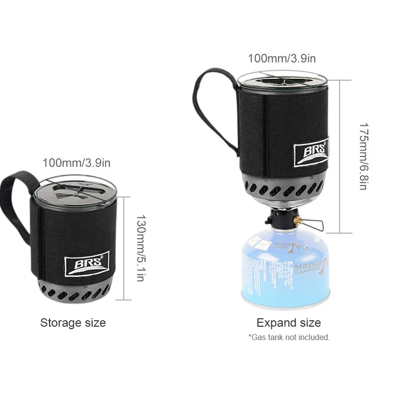 Norvo | TrailFlame Ultra-light BRS-61 Campingkomfyr med integrert varmelagerkjel | Utendørs gasskomfyr for trekking og backpacking