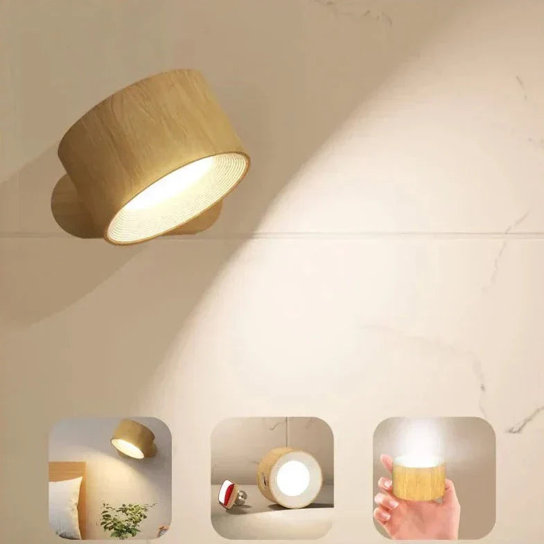 Norvo | Spotlight Trådlampe - 360° Rotasjon, Dimmbar, Oppladbar Vegglampe