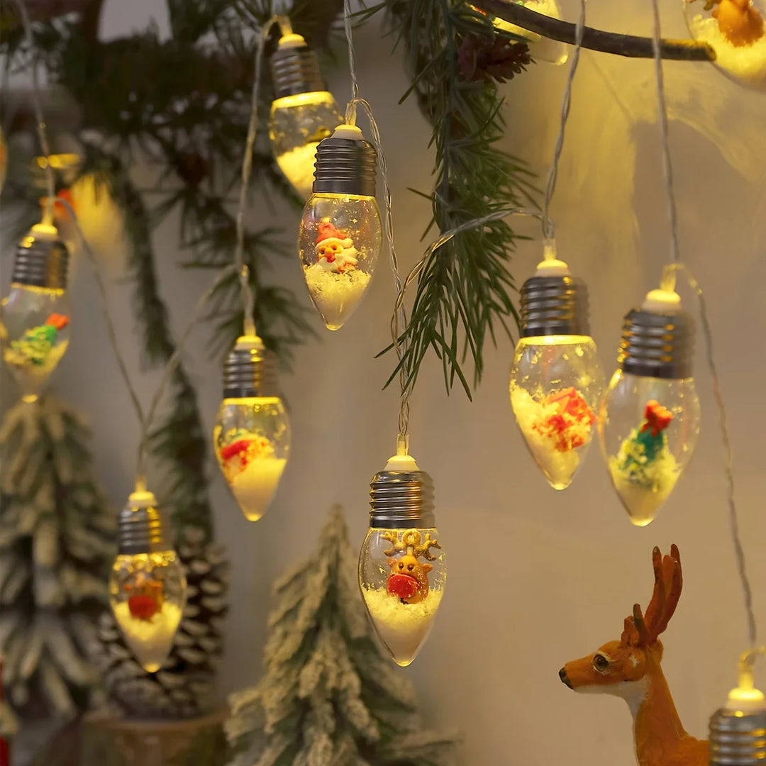 Norvo | LED Snøball Lyskjede “FrostyGlow” | 2 m | 10 LED-er | Batteridrevet | Jul & Nyttår dekorasjon