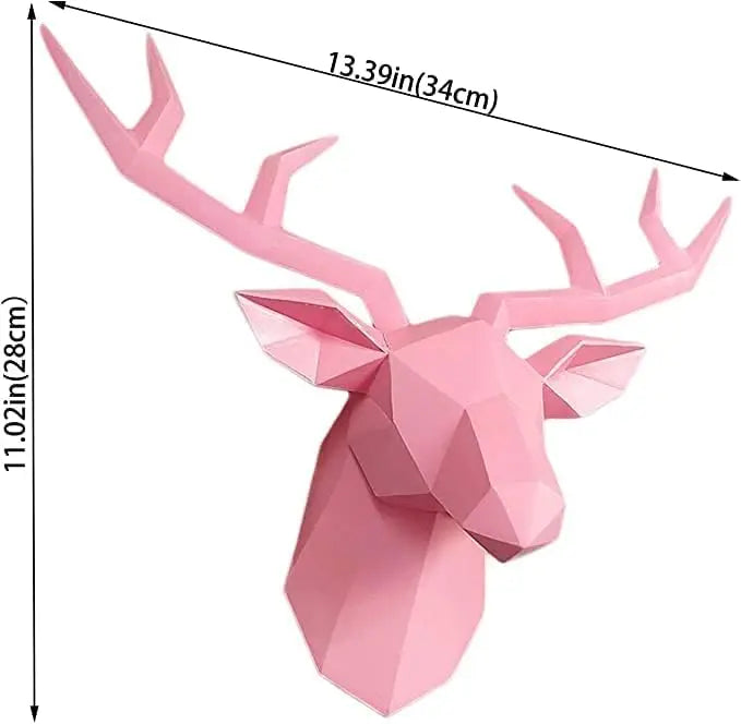 Norvo | 3D-Hjortehode Skulptur, geometrisk harpiks, dyrehjortehode veggdekorasjon, moderne hjemmedekor, luksuriøs dekorativ veggdekor