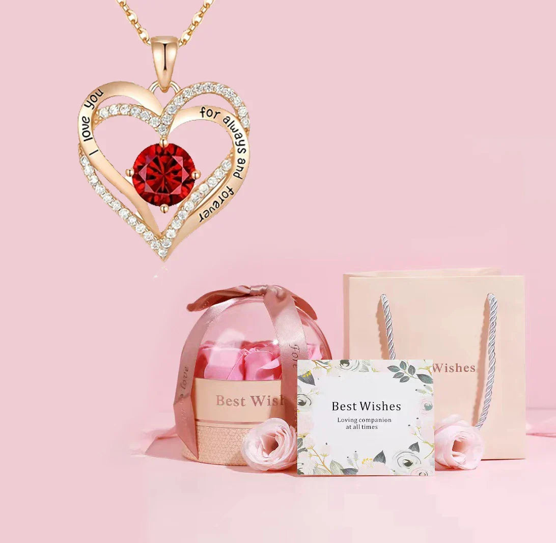 Norvo | Mama Hjerte Anheng Rød Zirkon Halssmykke