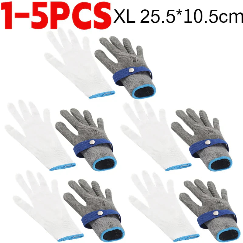 Norvo | Rustfritt stål skjærebeskyttende hansker - Antiskjær, metalltrådvev håndbeskyttelse for slakting, hagearbeid og arbeidsikkerhet