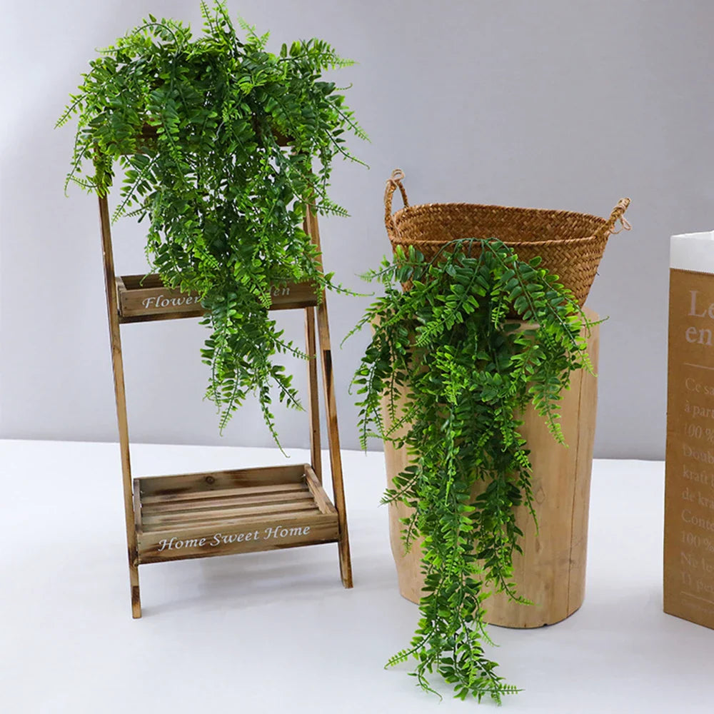 Norvo | Evergriva Hengeplante Kunstig | 90 cm Boston Fern Look | Enkel Pleie & UV Motstandsdyktig | For Innendørs & Utendørs